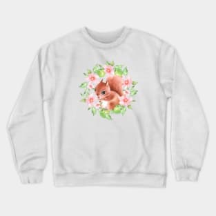 Squirrel and flowers Crewneck Sweatshirt